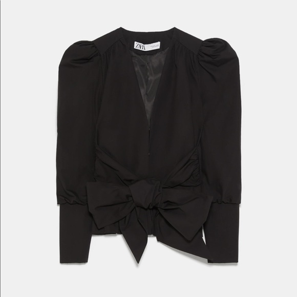 Puff Sleeves Jacket with Bow - Picture 4 of 8